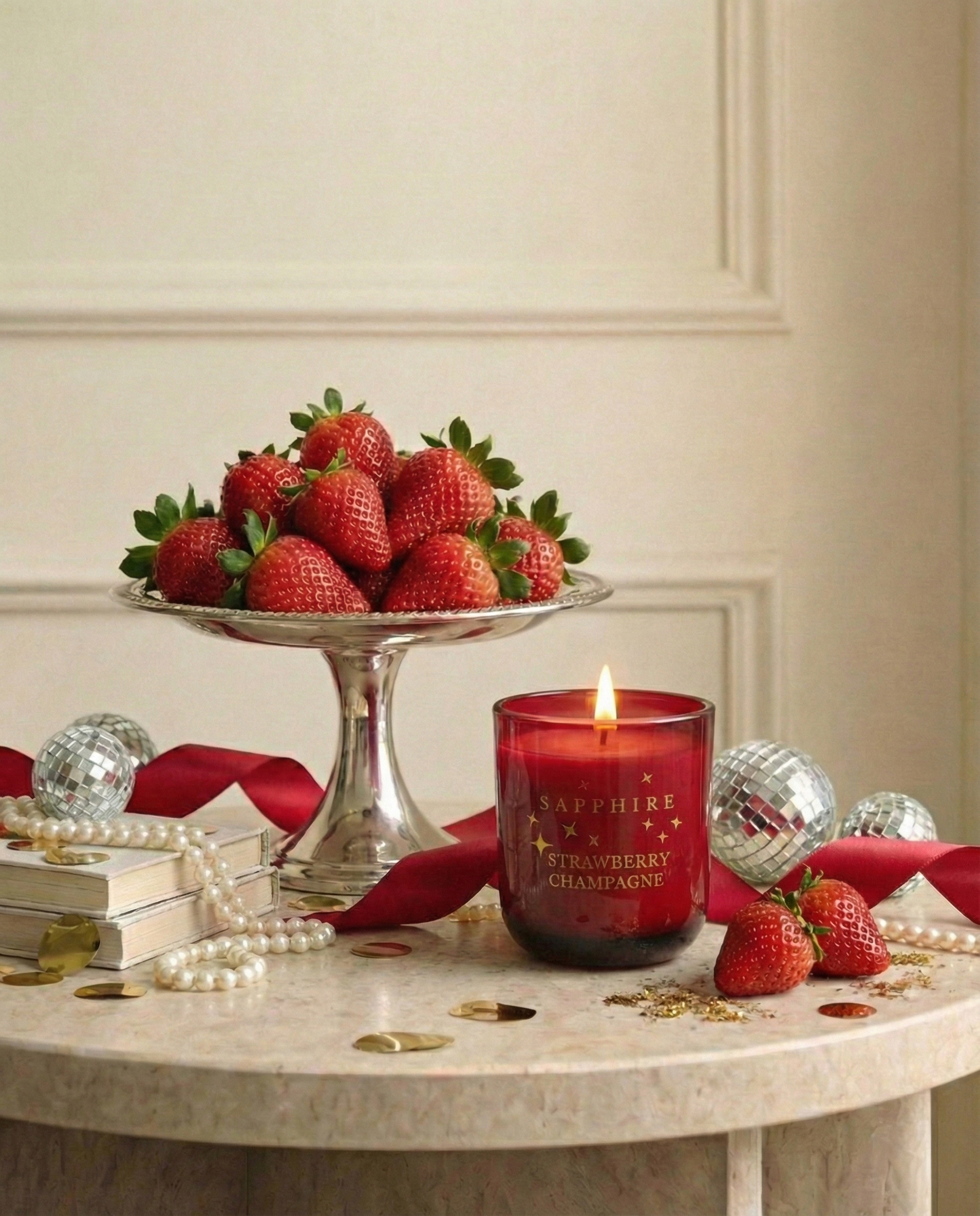 Strawberry Champagne Doğal Soya Mum – 250 g